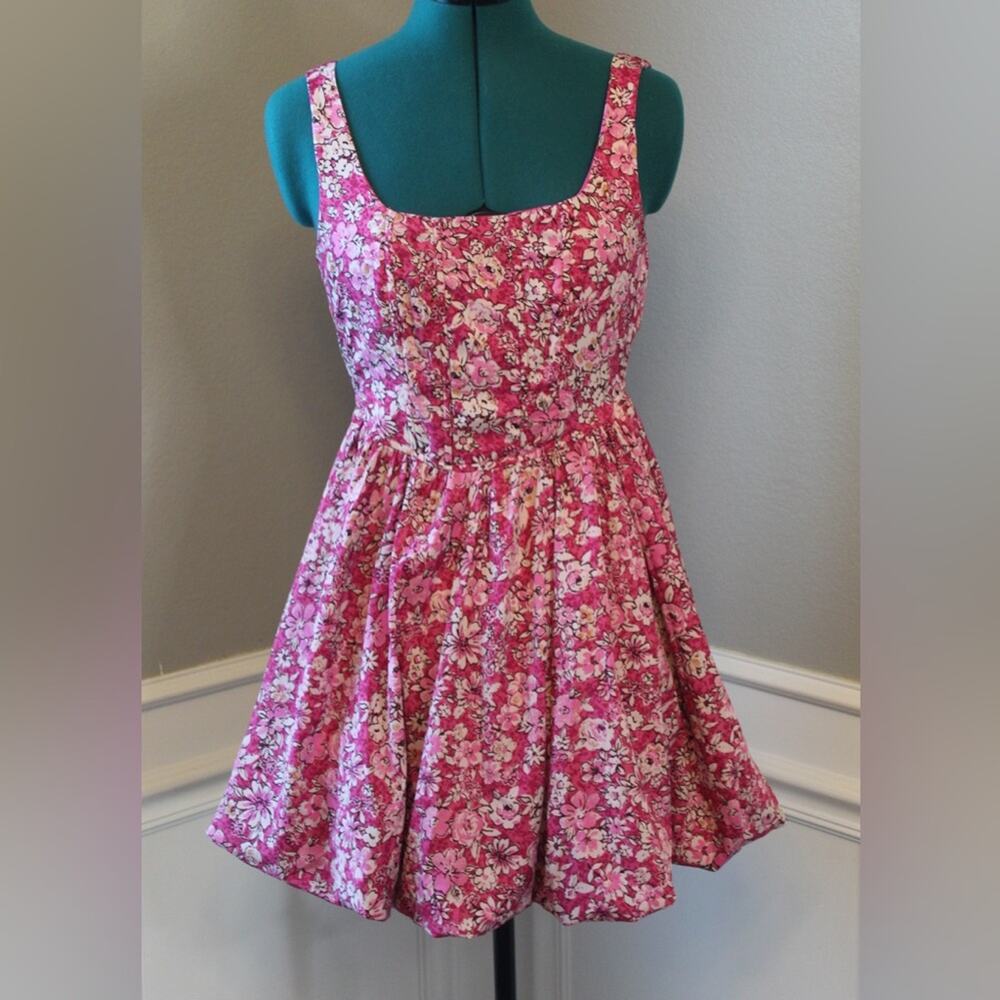 Band of the Free Pink Floral Bubble Skirt mini Dress - Women’s Size S